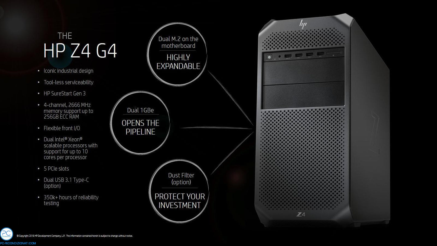 HP Z4 G4 Workstation ricondizionata Xeon W-2125 64GB ddr4 RAM 512GB NVME Nvidia Quadro P5000